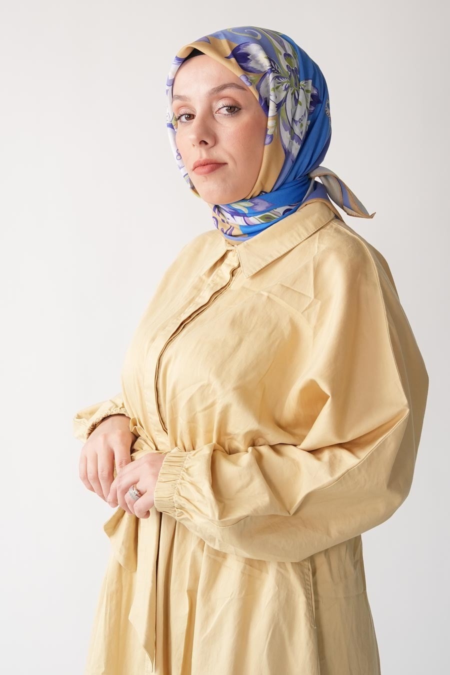 Amber Nomad Desen Soft Eşarp Mavi