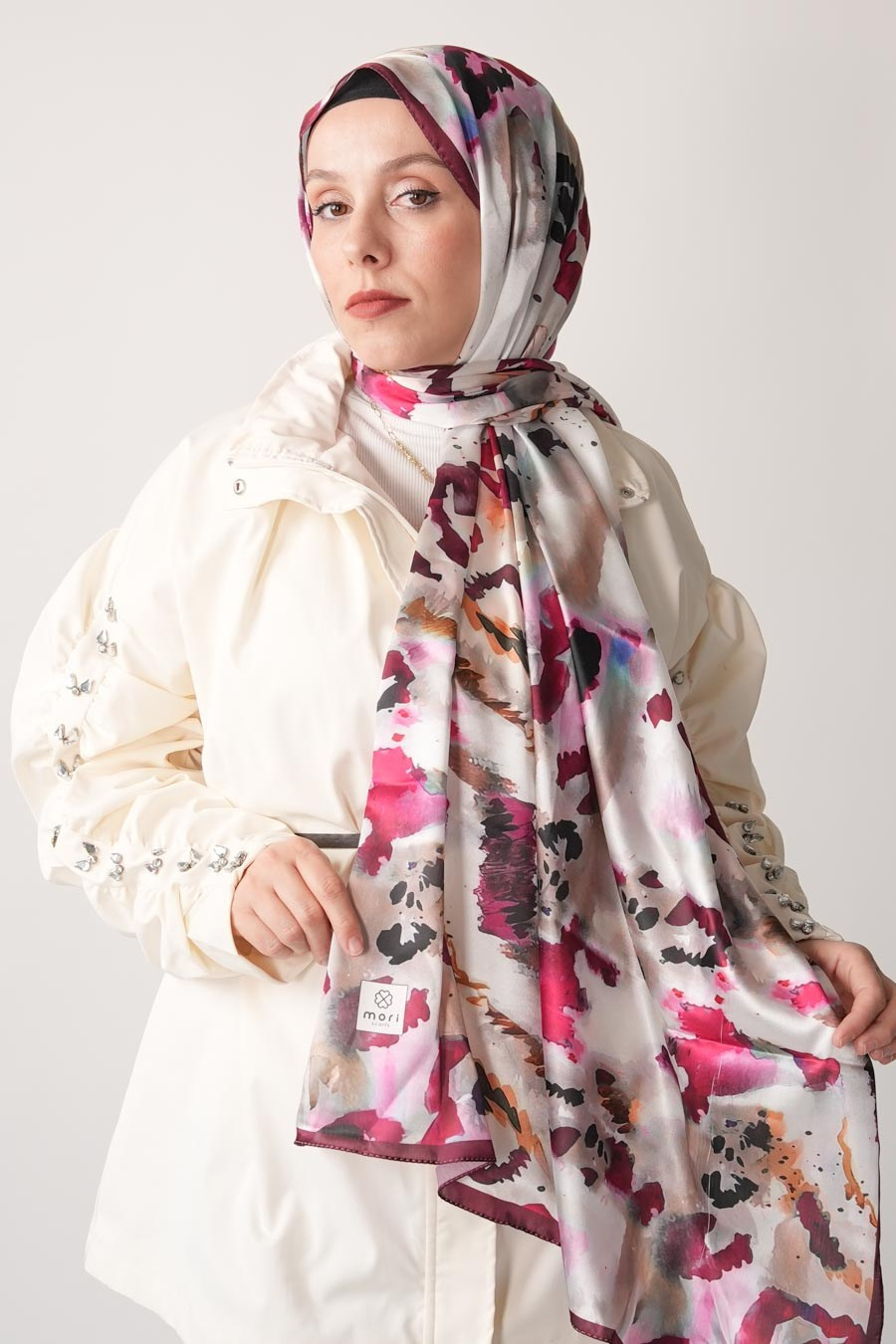 Ash Leopard Desen Hint Vual Şal Bordo