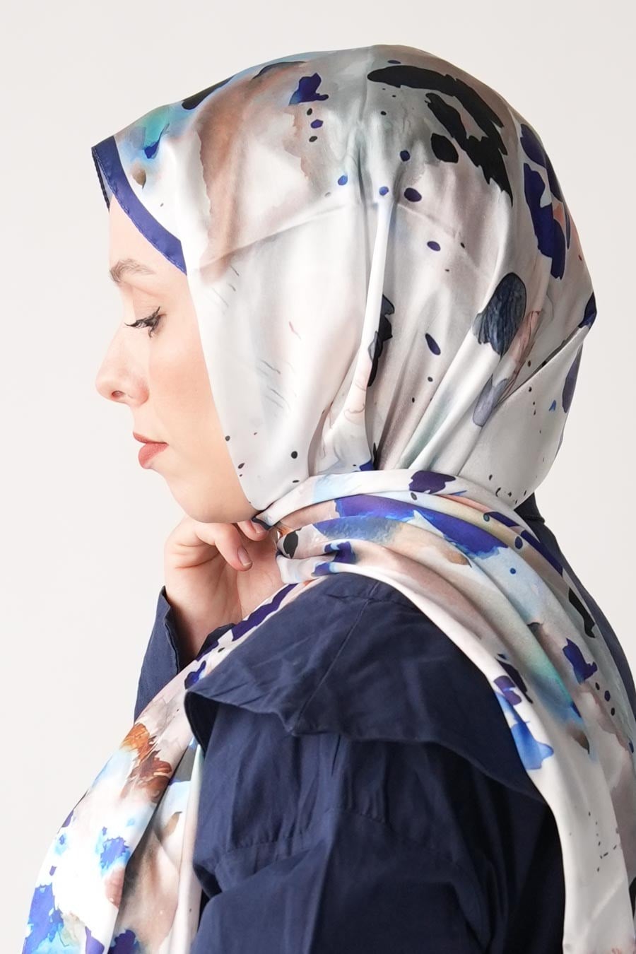 Ash Leopard Desen Hint Vual Şal Lacivert