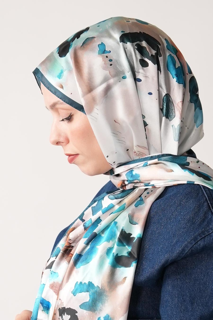 Ash Leopard Desen Hint Vual Şal Turkuaz