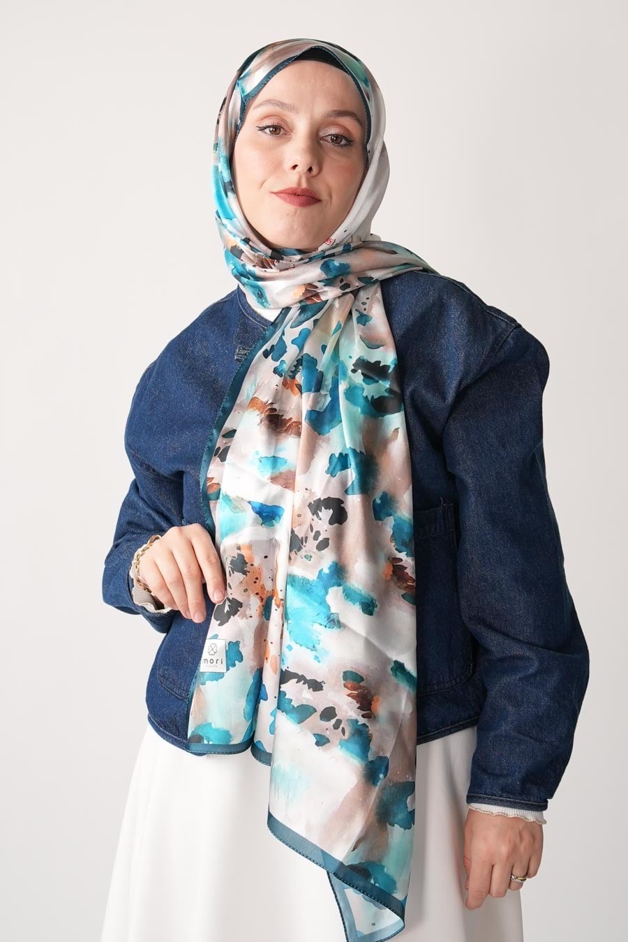 Ash Leopard Desen Hint Vual Şal Turkuaz