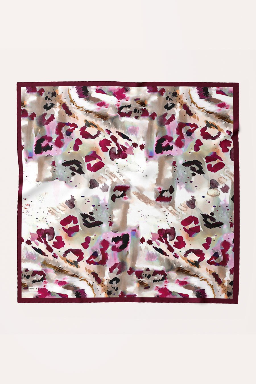 Ash Leopard Desen İpeksi Rayon Eşarp Bordo