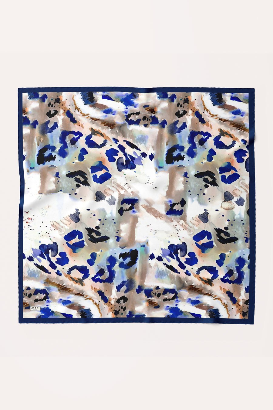 Ash Leopard Desen İpeksi Rayon Eşarp Lacivert