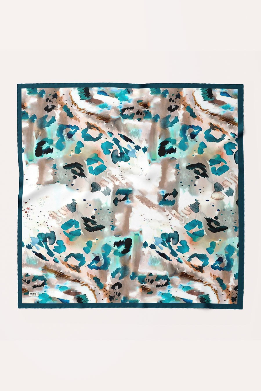 Ash Leopard Desen İpeksi Rayon Eşarp Turkuaz