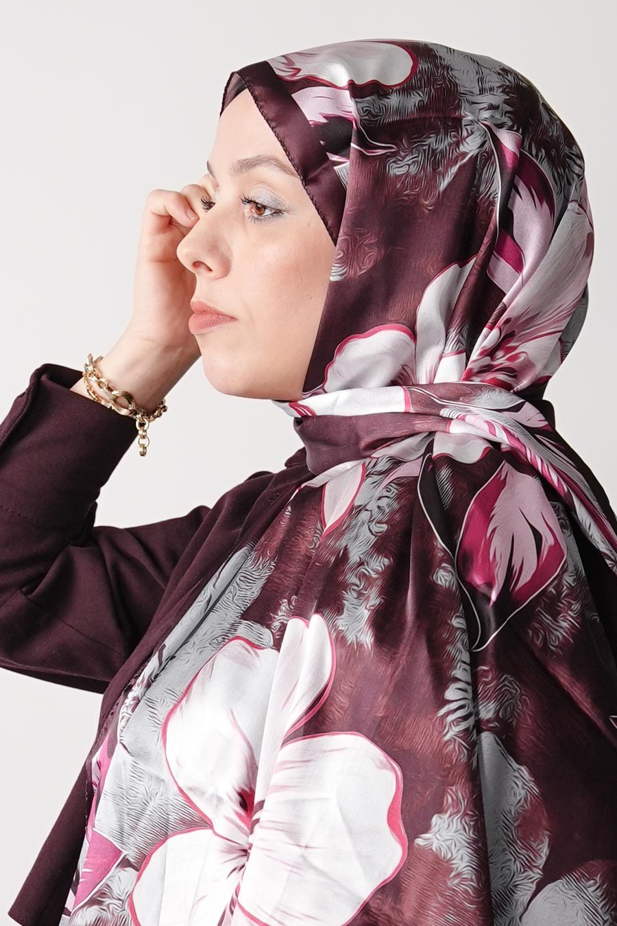 Aurora Desen Hint Vual Şal Mürdüm