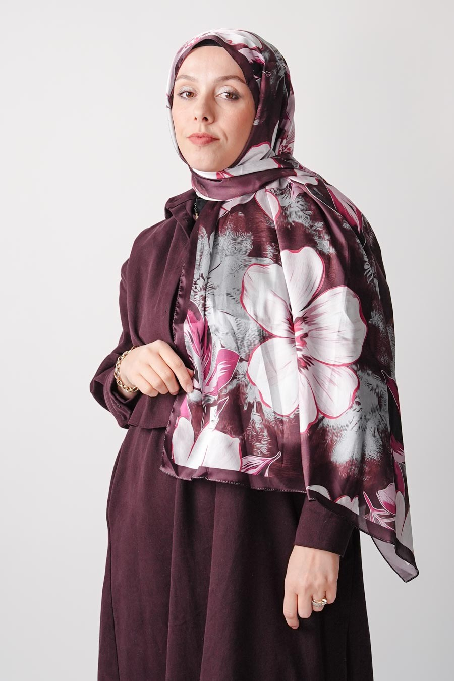 Aurora Desen Hint Vual Şal Mürdüm