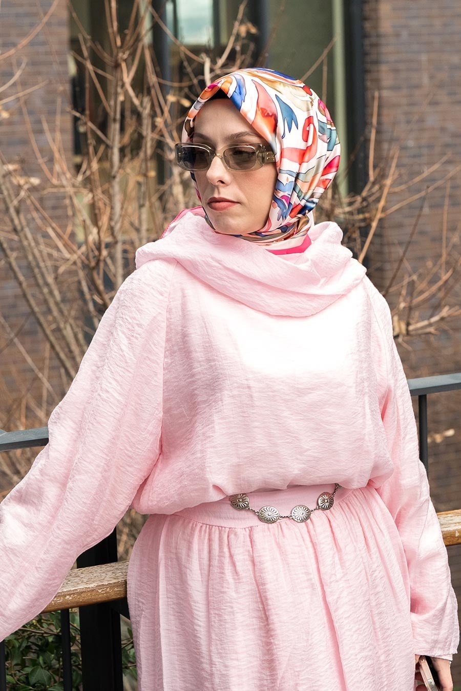 Azure Desen İpeksi Rayon Eşarp Pembe