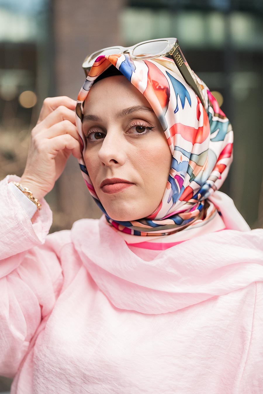 Azure Desen İpeksi Rayon Eşarp Pembe