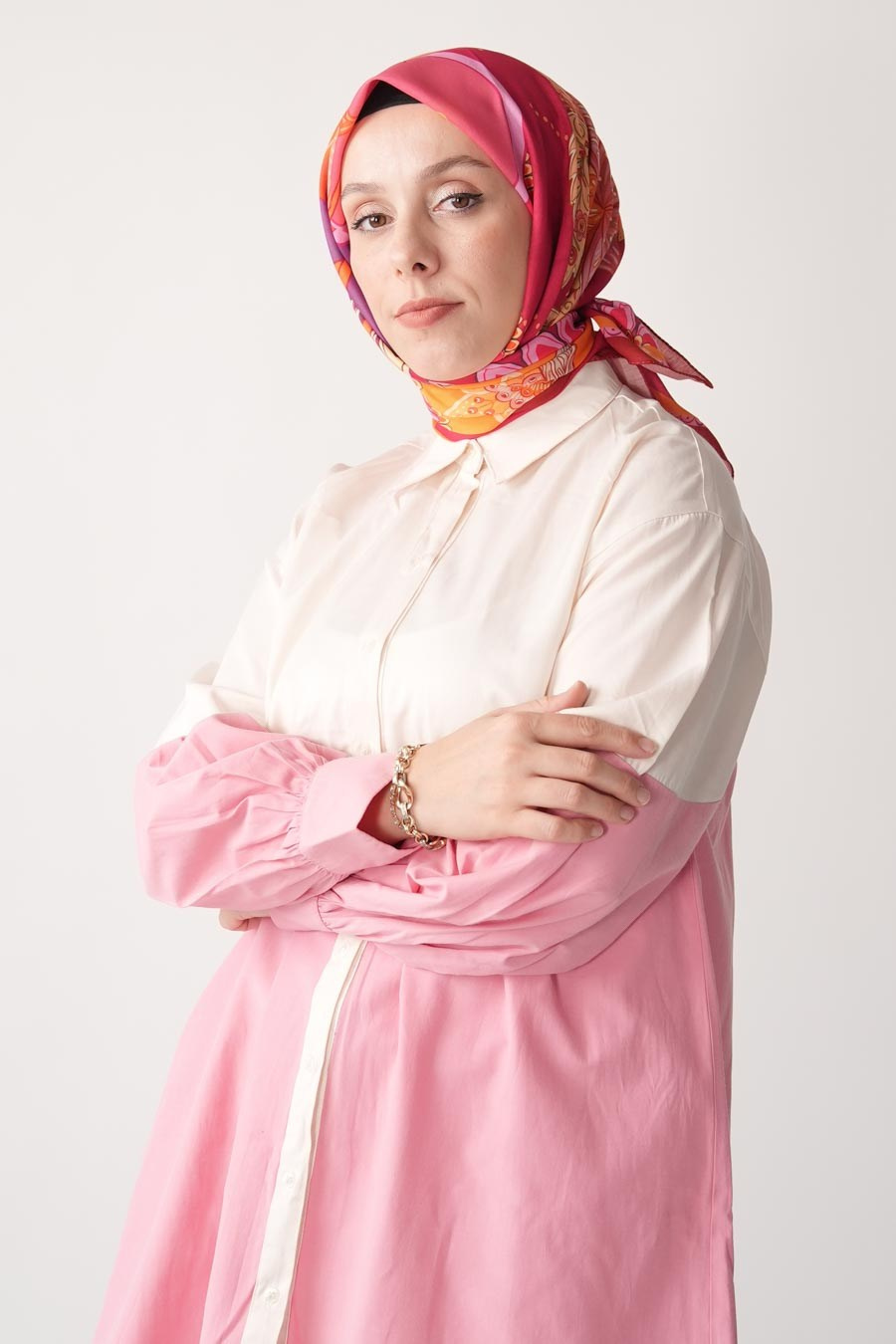 Breeze Bloom Desen Soft Eşarp Fuşya