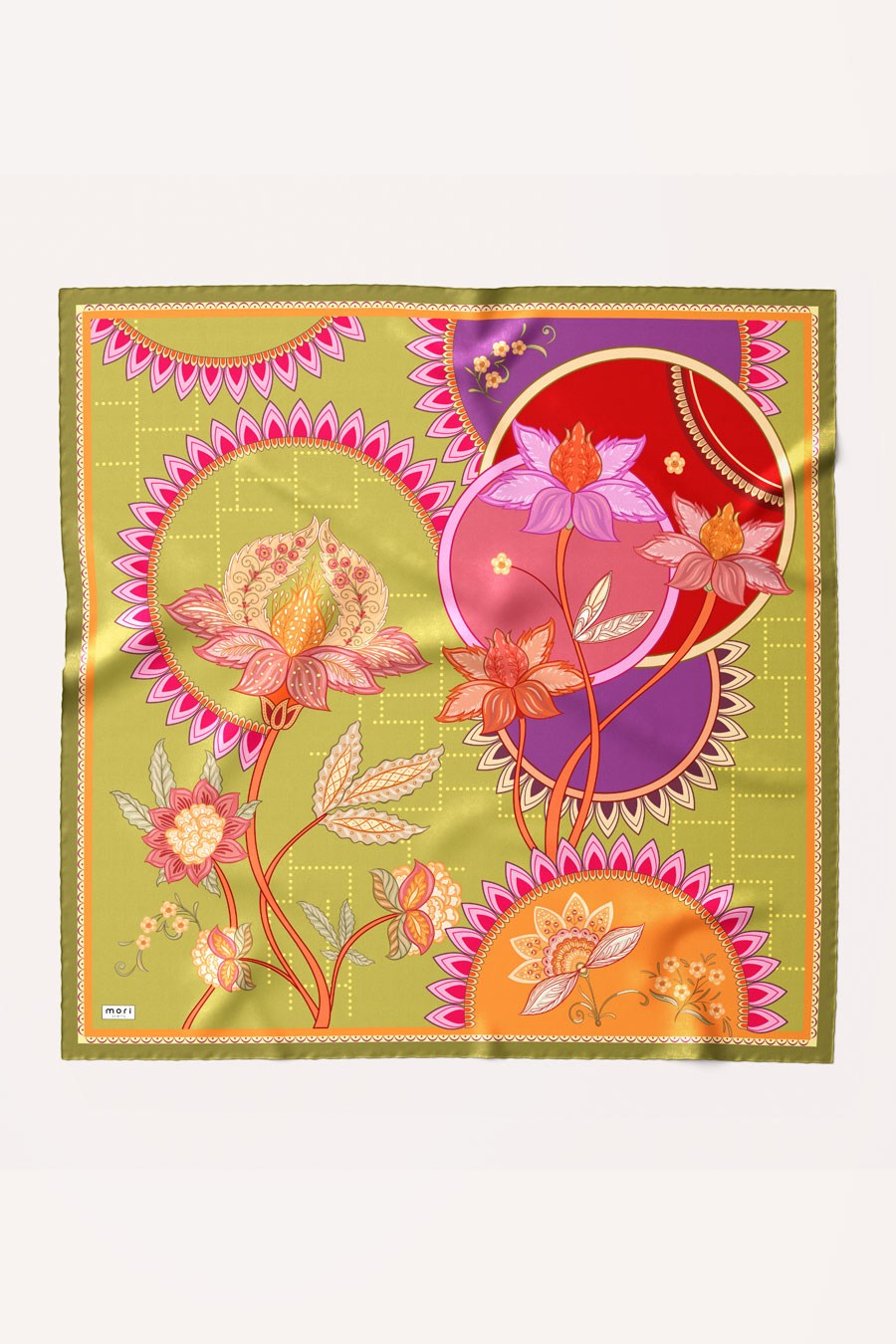 Breeze Bloom Desen Soft Eşarp Yağ Yeşili