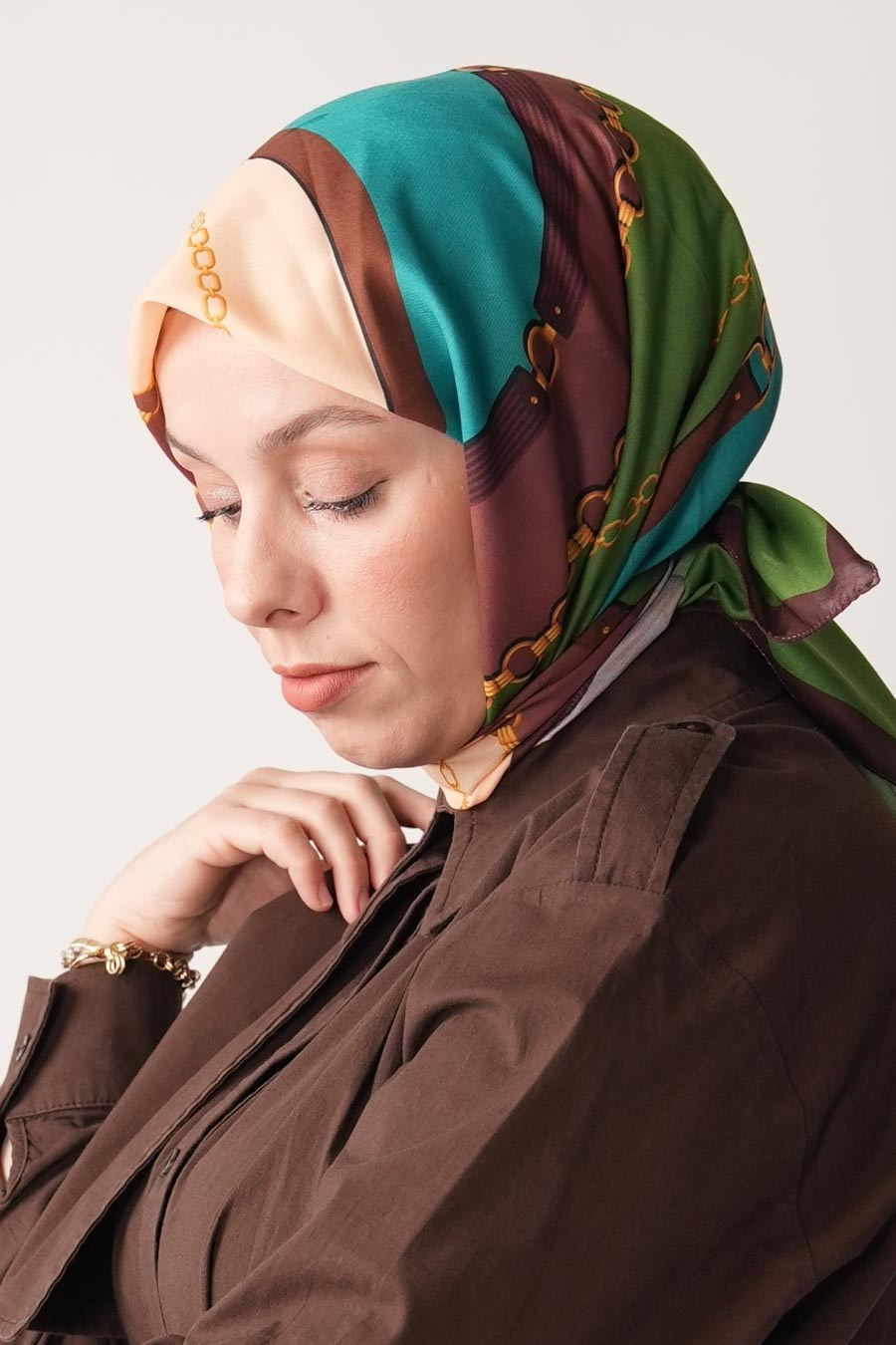 Chain of Style Desen Soft Eşarp Kahverengi