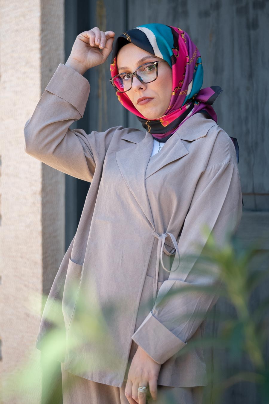 Chain of Style Desen Soft Eşarp Pembe