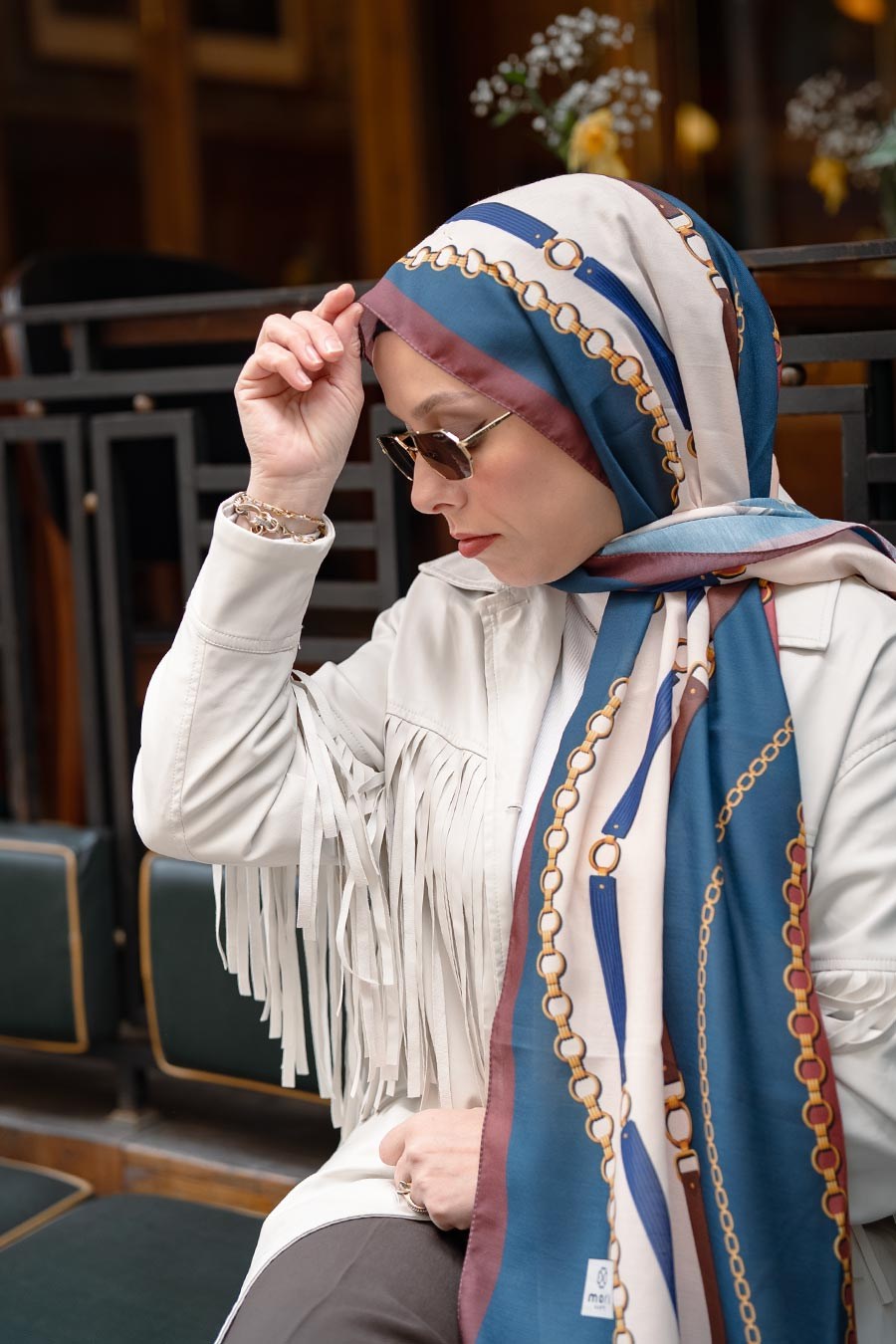 Chain of Style Desen Soft Şal Lacivert