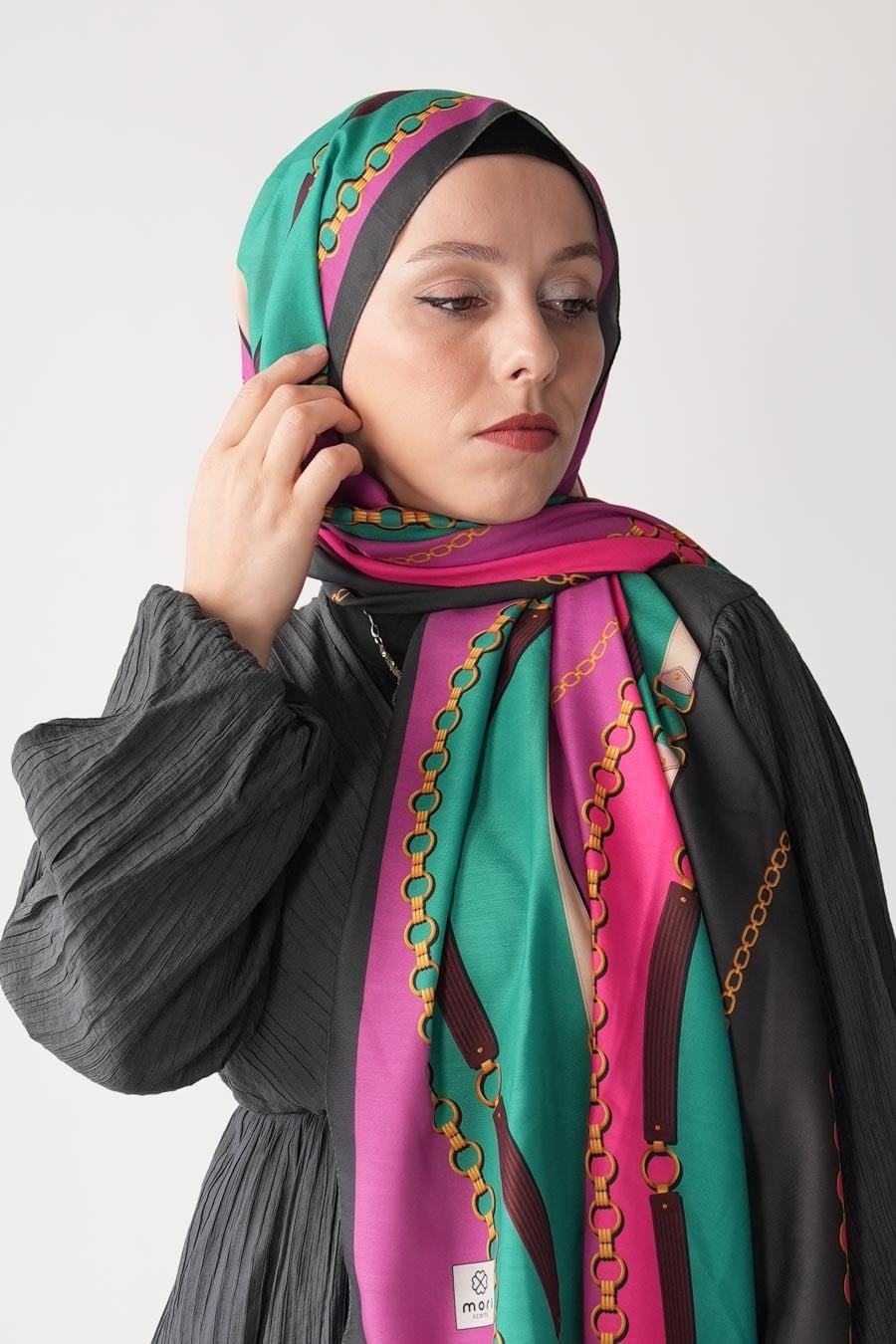 Chain of Style Desen Soft Şal Pembe