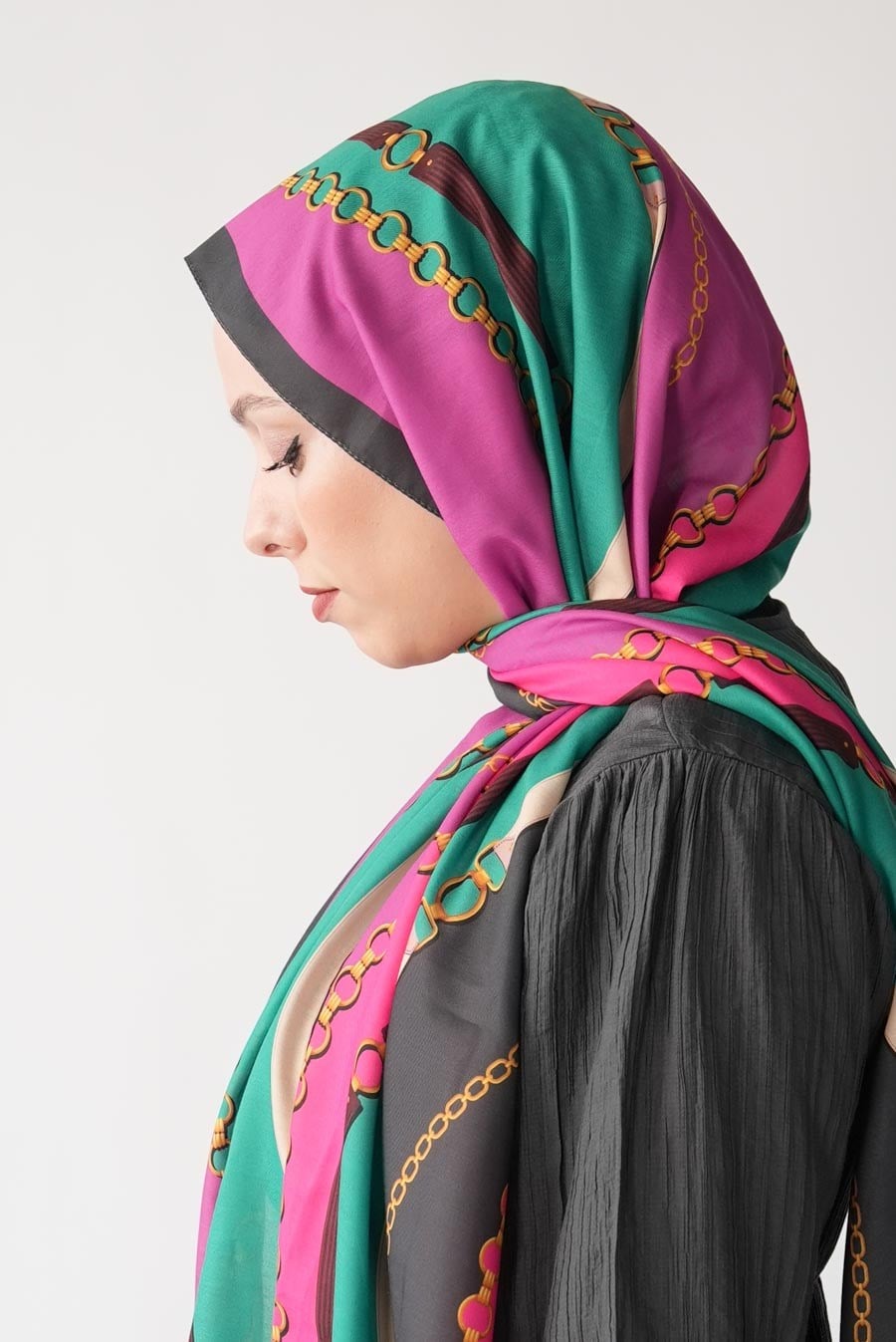 Chain of Style Desen Soft Şal Pembe