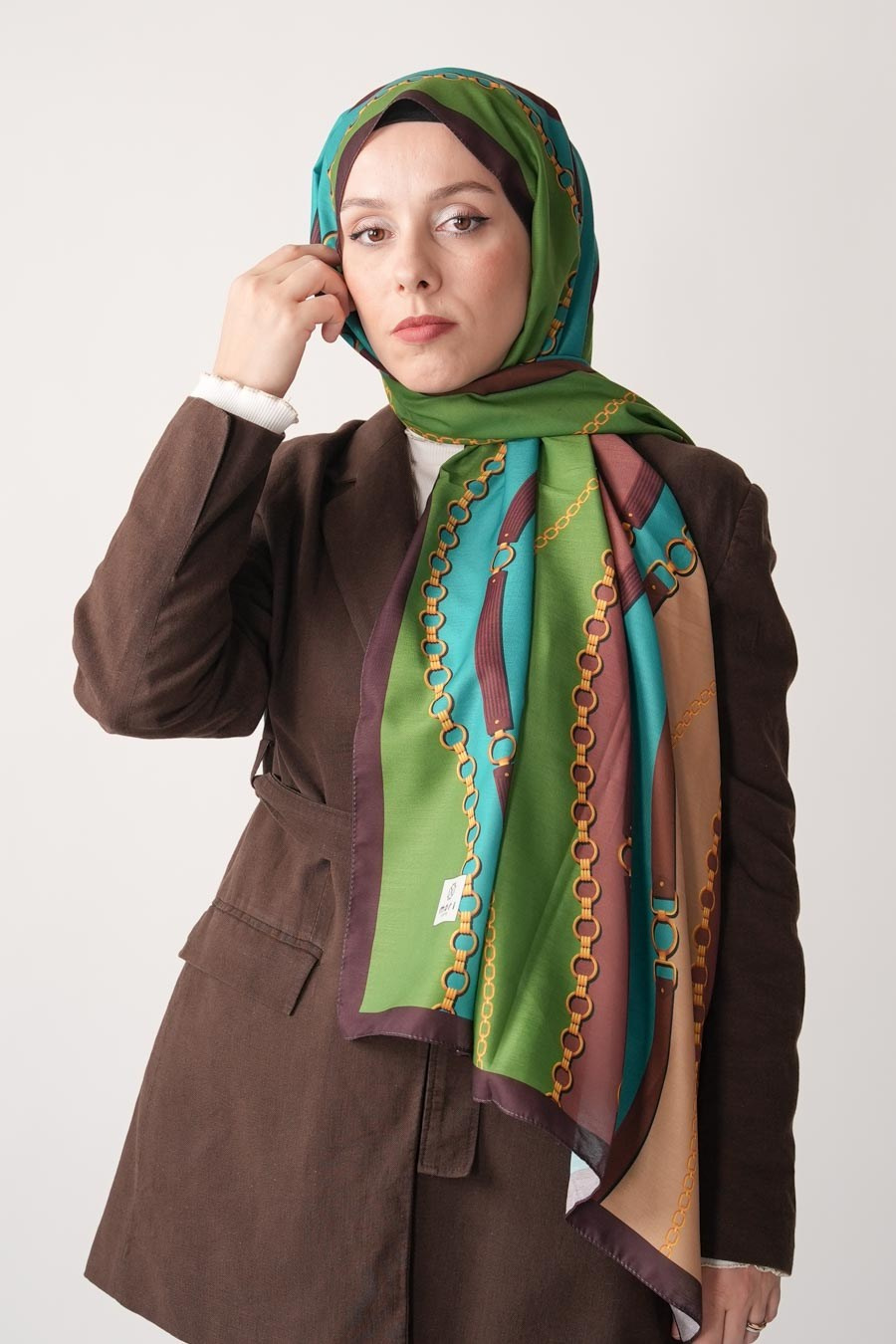 Chain of Style Desen Soft Şal Yeşil