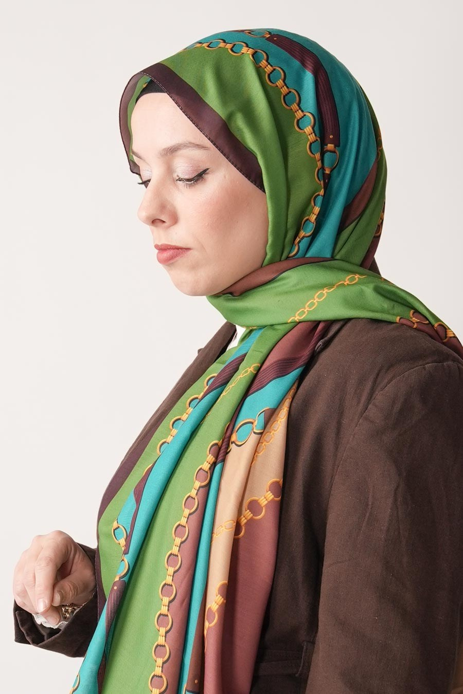 Chain of Style Desen Soft Şal Yeşil