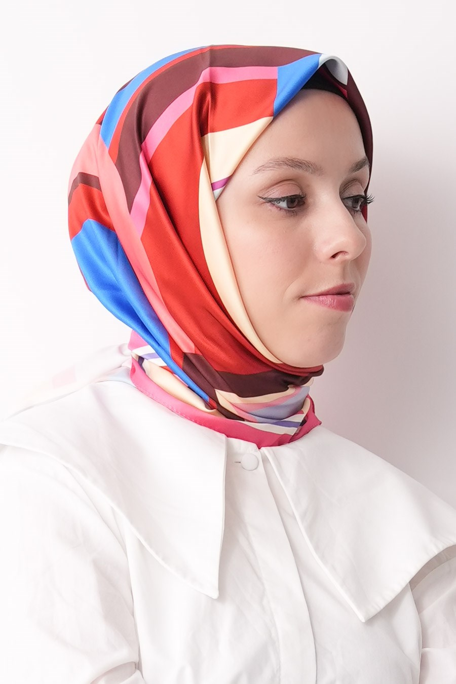 Cream Angle Desen İpeksi Rayon Eşarp Pembe