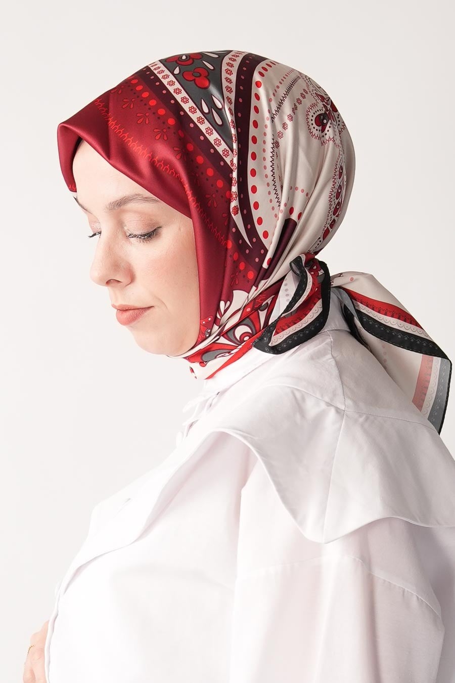 Desert Mirage Desen İpeksi Rayon Eşarp Bordo