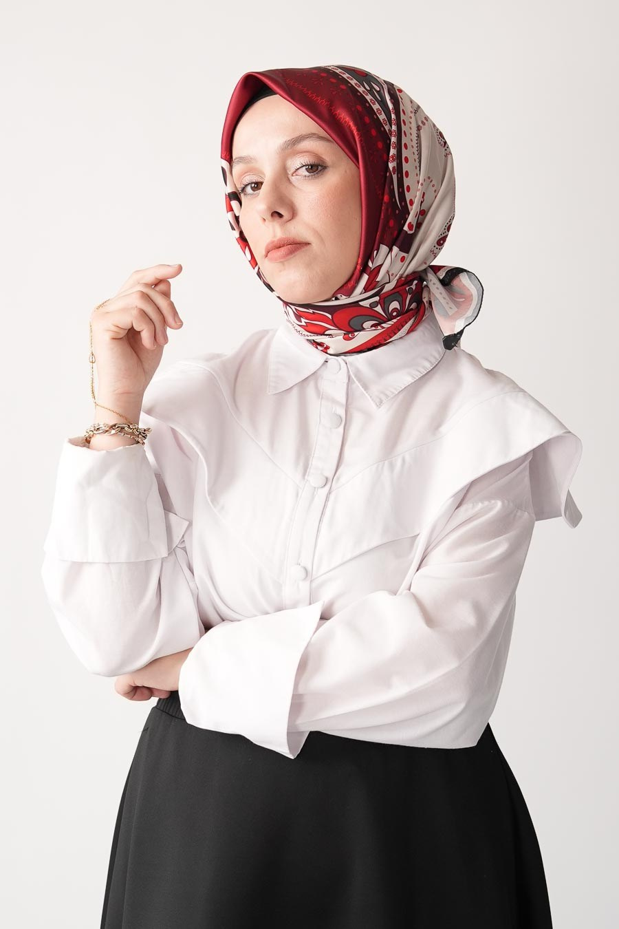 Desert Mirage Desen İpeksi Rayon Eşarp Bordo