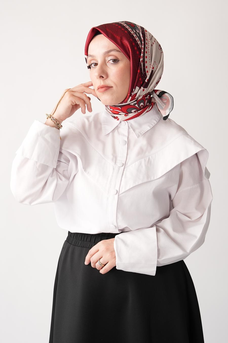 Desert Mirage Desen İpeksi Rayon Eşarp Bordo