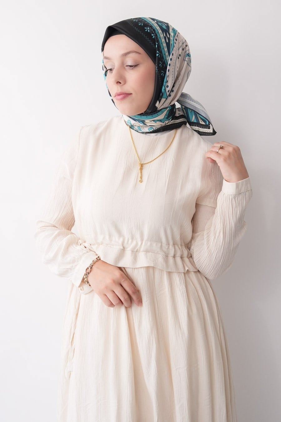 Desert Mirage Desen İpeksi Rayon Eşarp Turkuaz