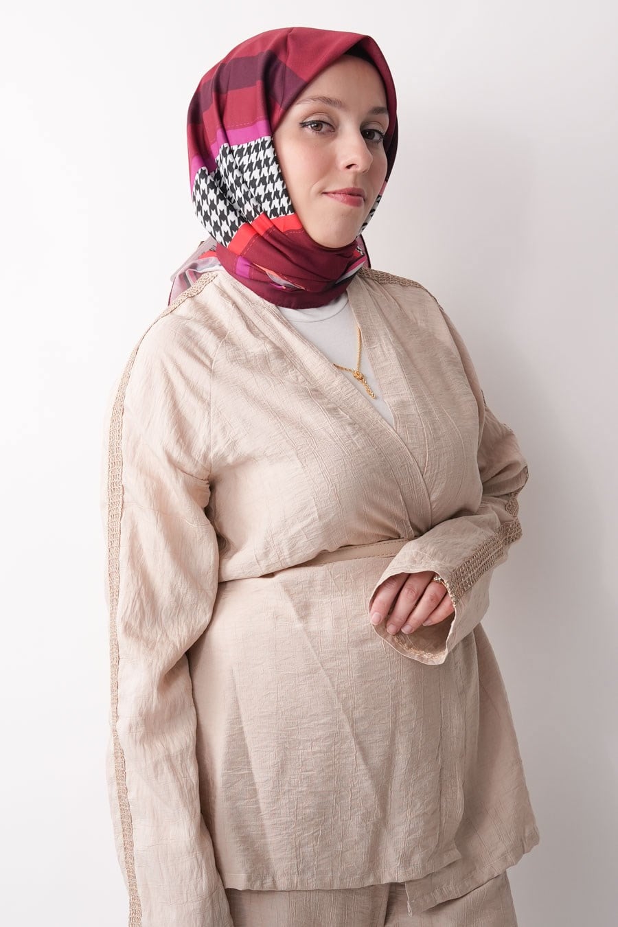 Fashion Steps Desen Soft Eşarp Bordo