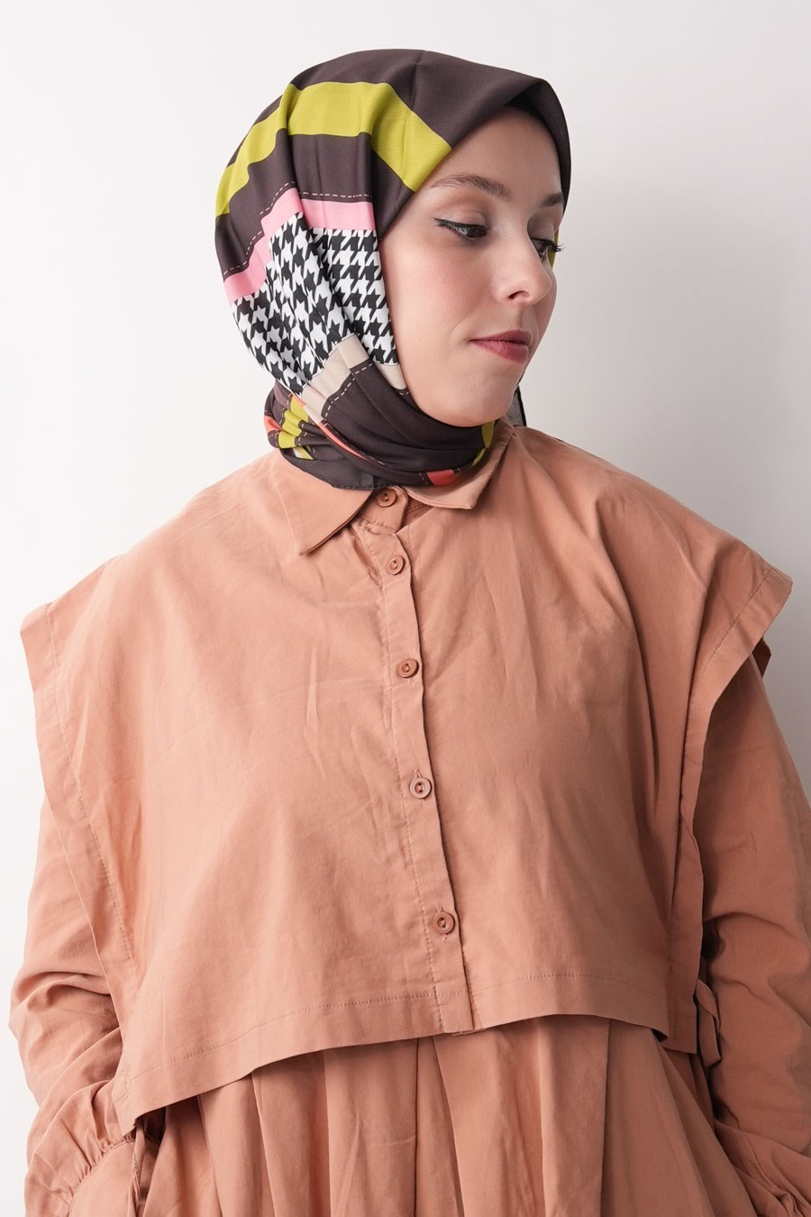 Fashion Steps Desen Soft Eşarp Kahverengi