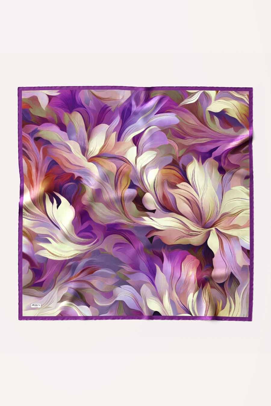 Flora Mood Desen İpeksi Rayon Eşarp Mor