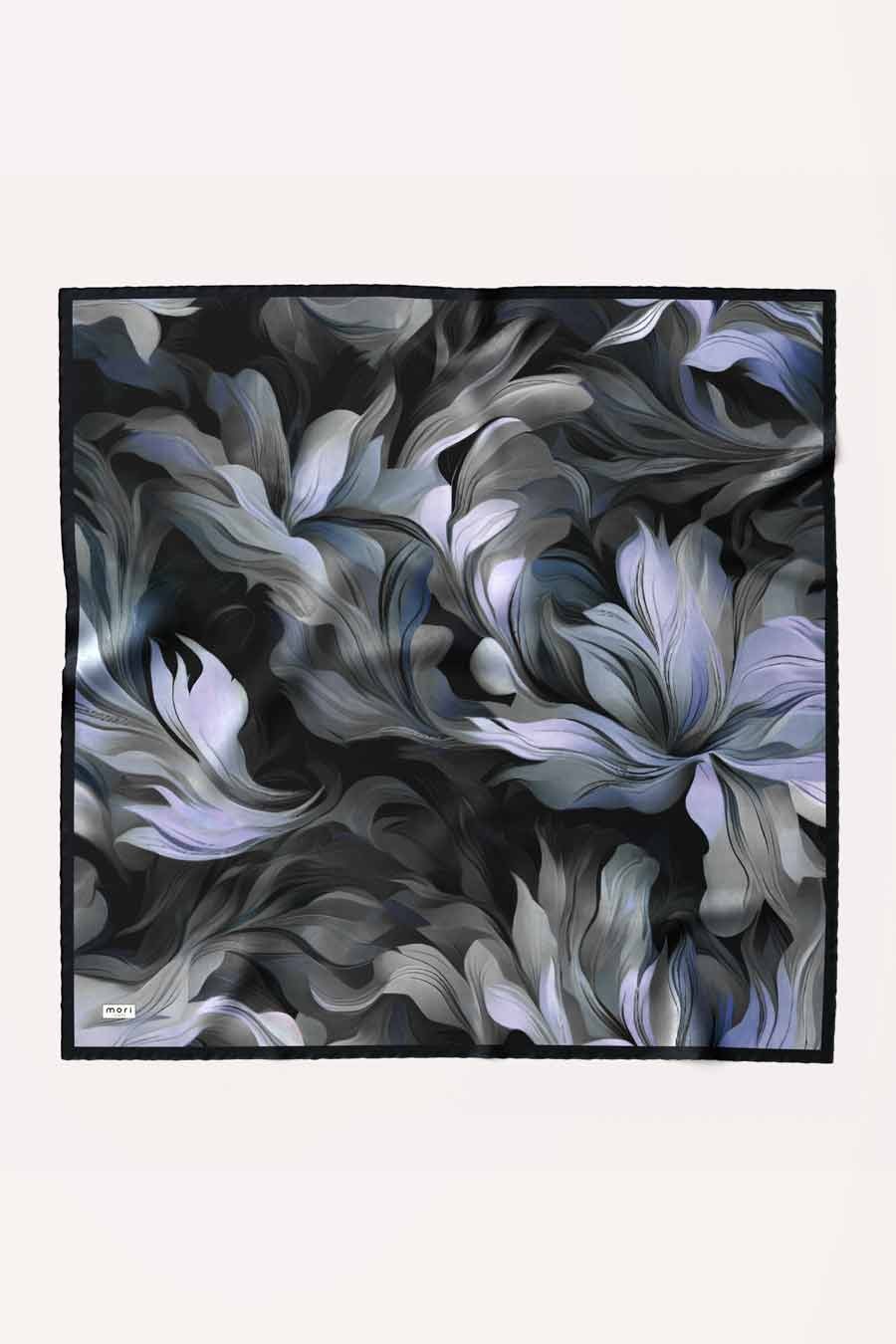 Flora Mood Desen İpeksi Rayon Eşarp Siyah