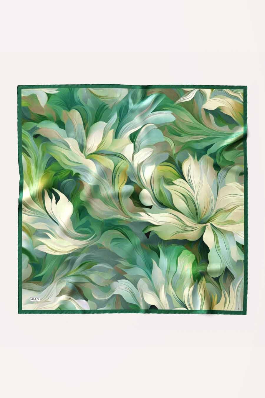 Flora Mood Desen İpeksi Rayon Eşarp Yeşil