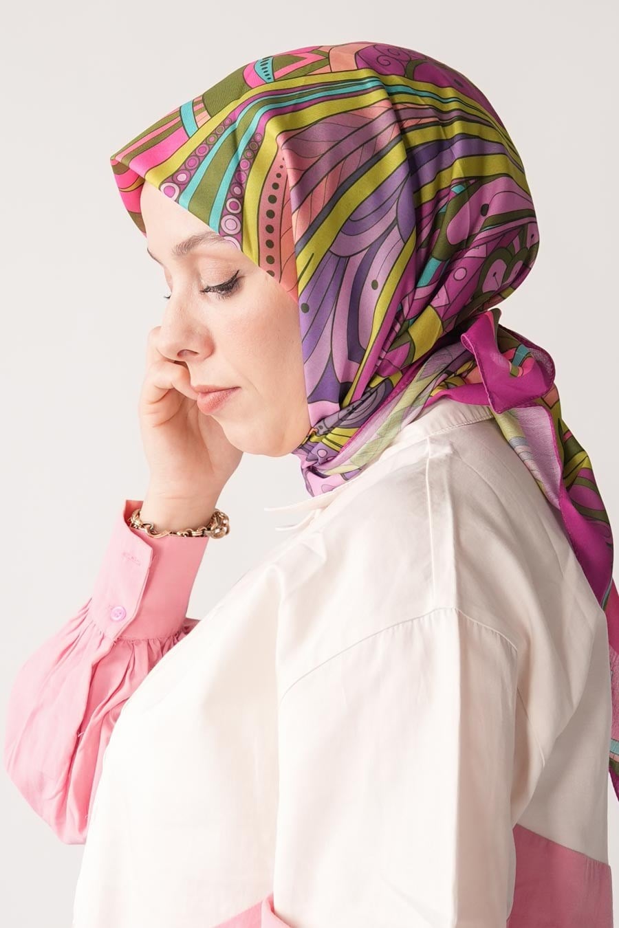 Ginger Trace Desen Soft Eşarp Fuşya