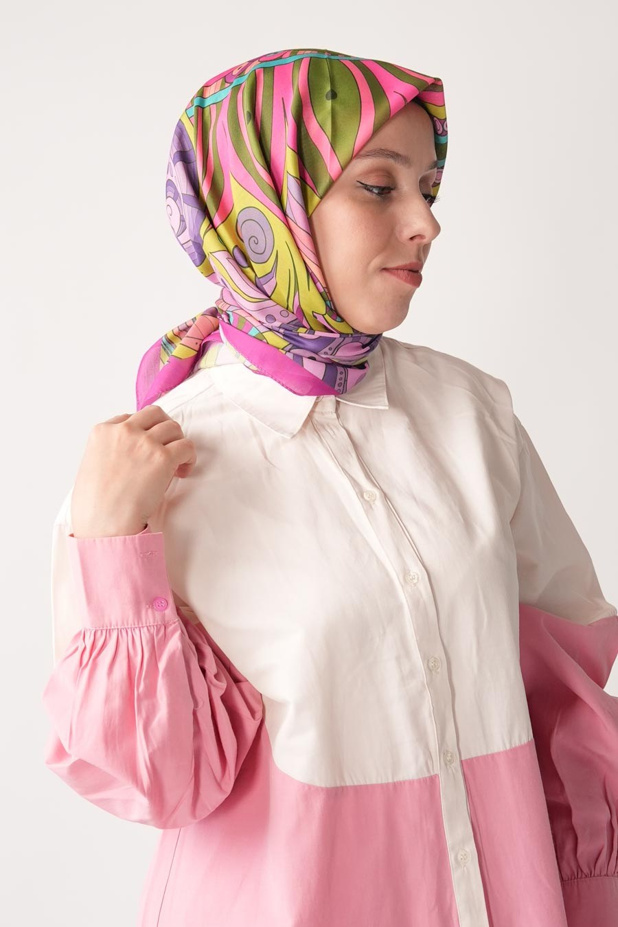 Ginger Trace Desen Soft Eşarp Fuşya