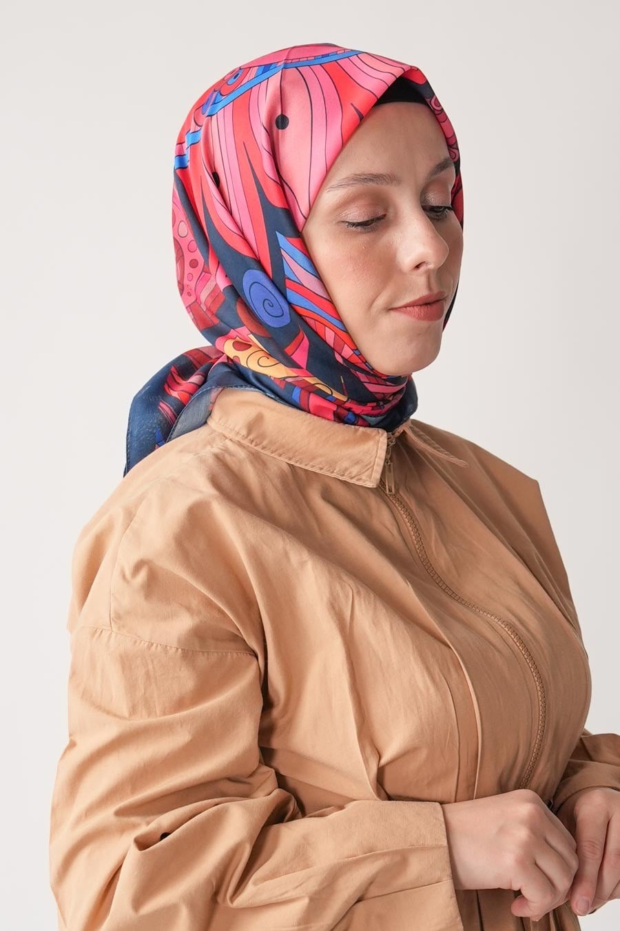 Ginger Trace Desen Soft Eşarp Lacivert