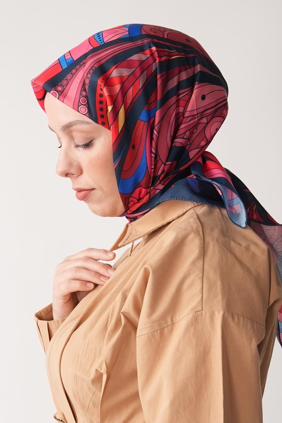 Ginger Trace Desen Soft Eşarp Lacivert