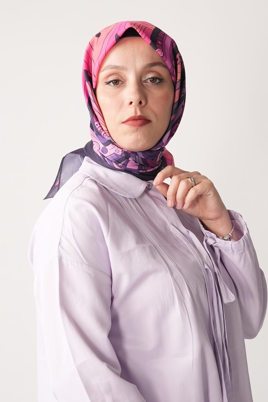 Ginger Trace Desen Soft Eşarp Mor