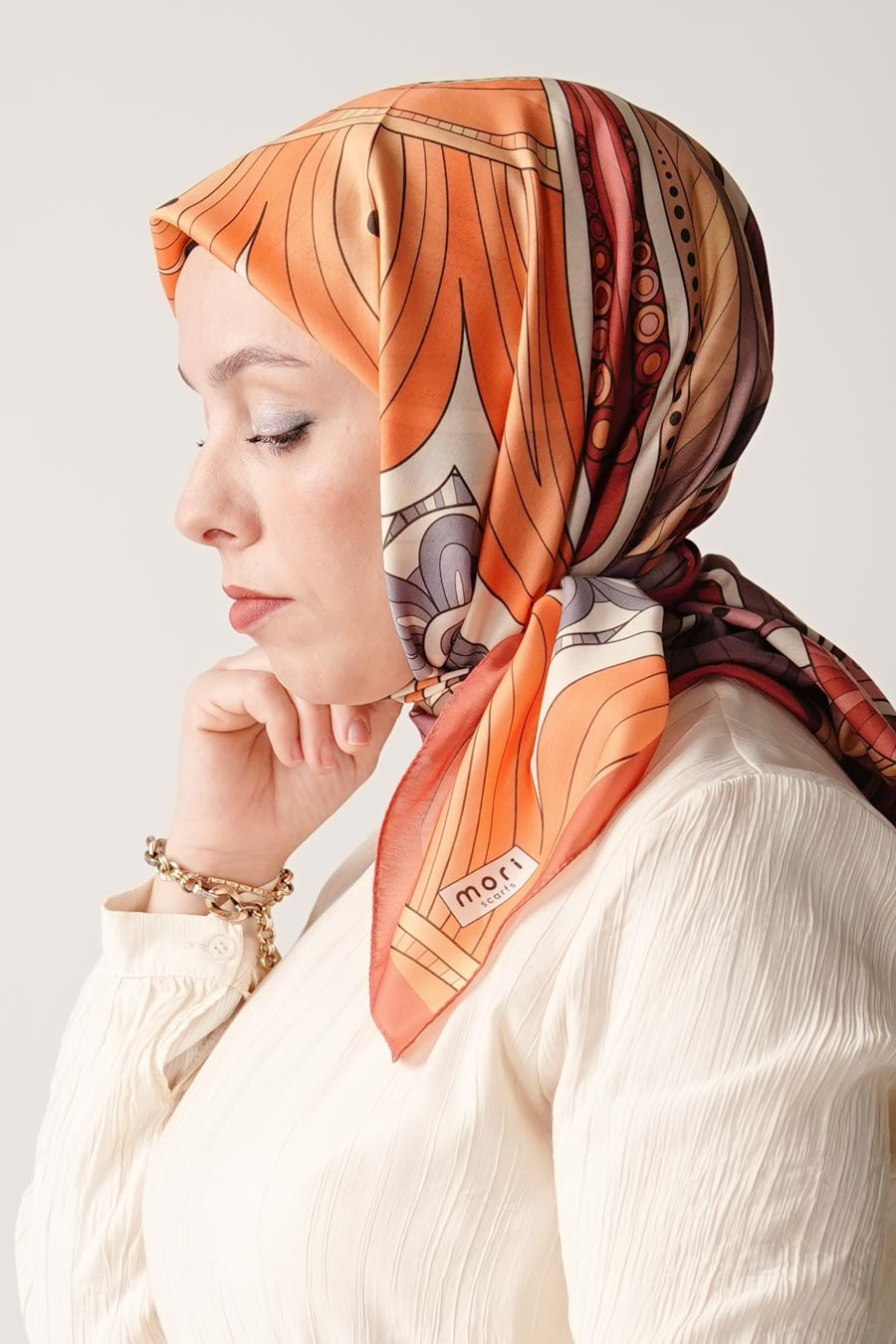 Ginger Trace Desen Soft Eşarp Turuncu