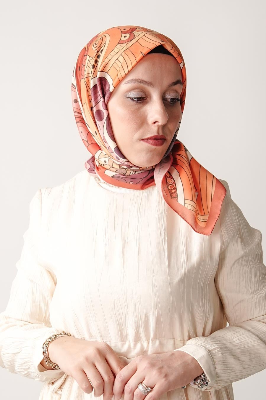 Ginger Trace Desen Soft Eşarp Turuncu