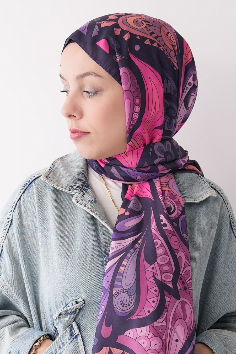 Ginger Trace Desen Soft Şal Mor
