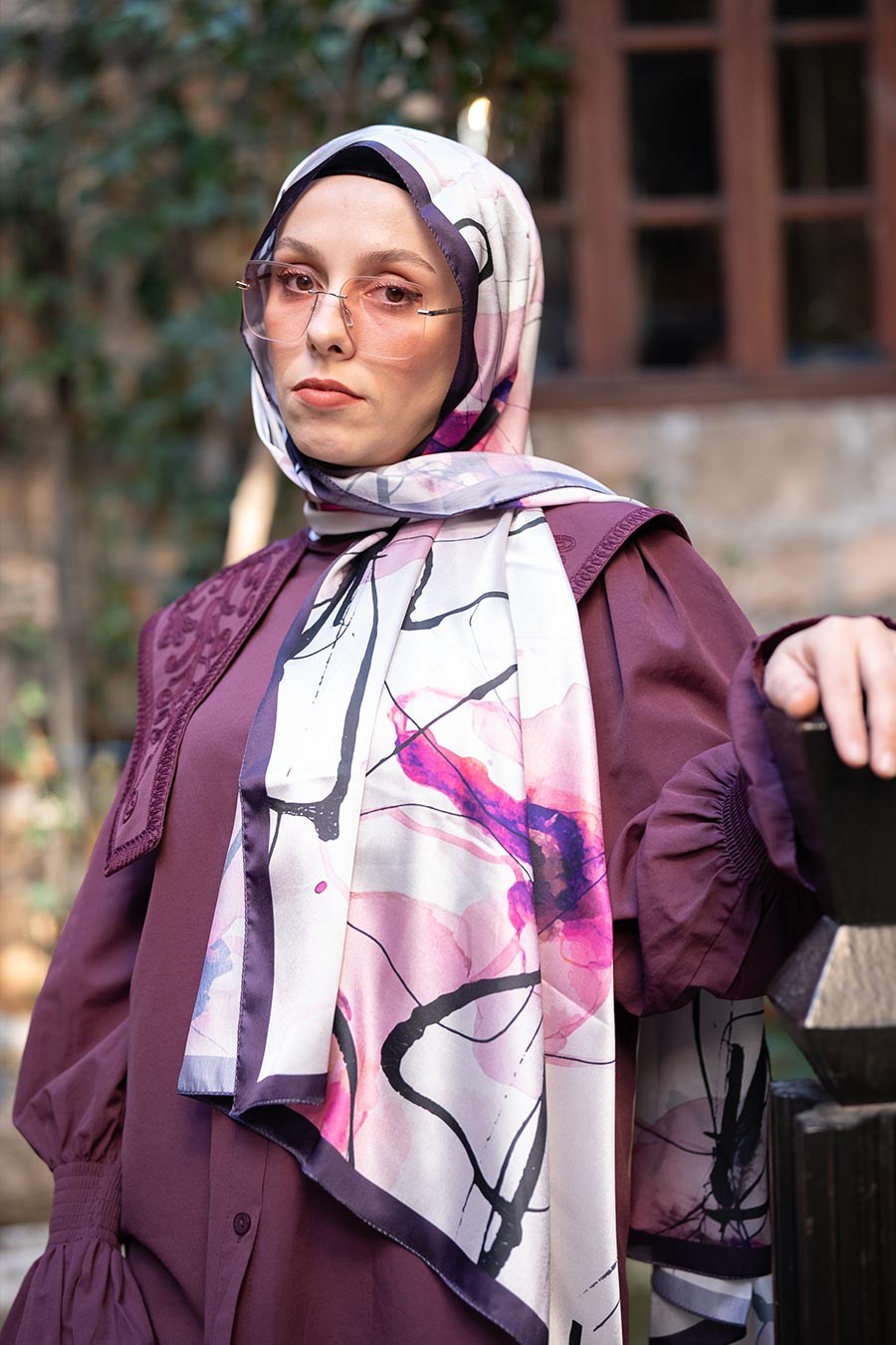 Grain Desen Hint Vual Şal Pembe