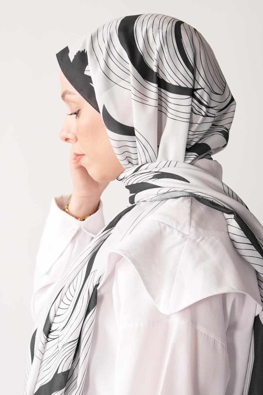 Heirloom Desen Soft Şal Beyaz
