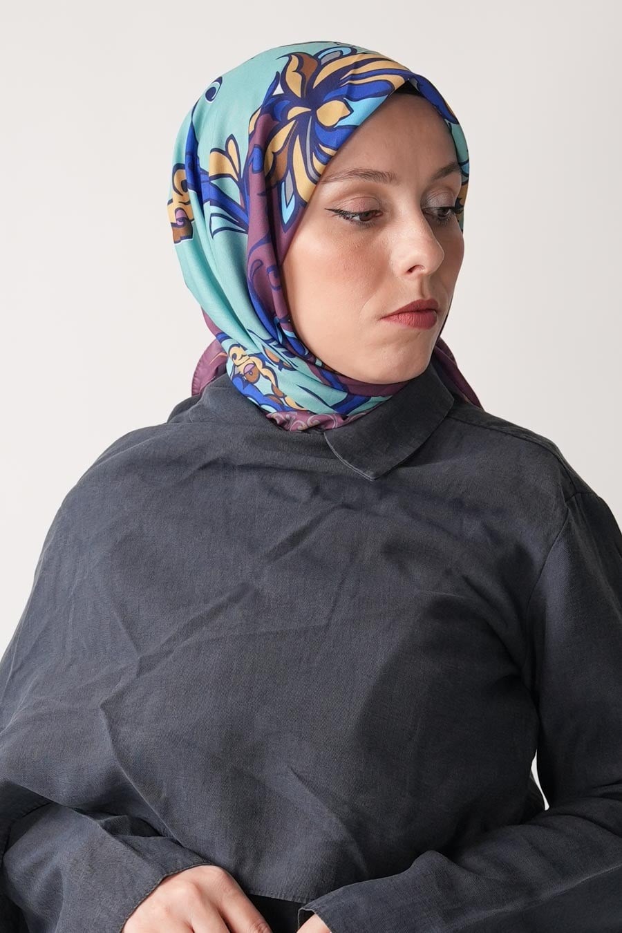 Journal Desen Soft Eşarp Mor
