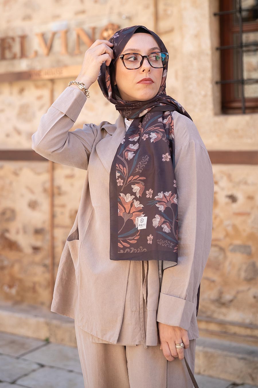 Lilas Desen Soft Şal Kahverengi