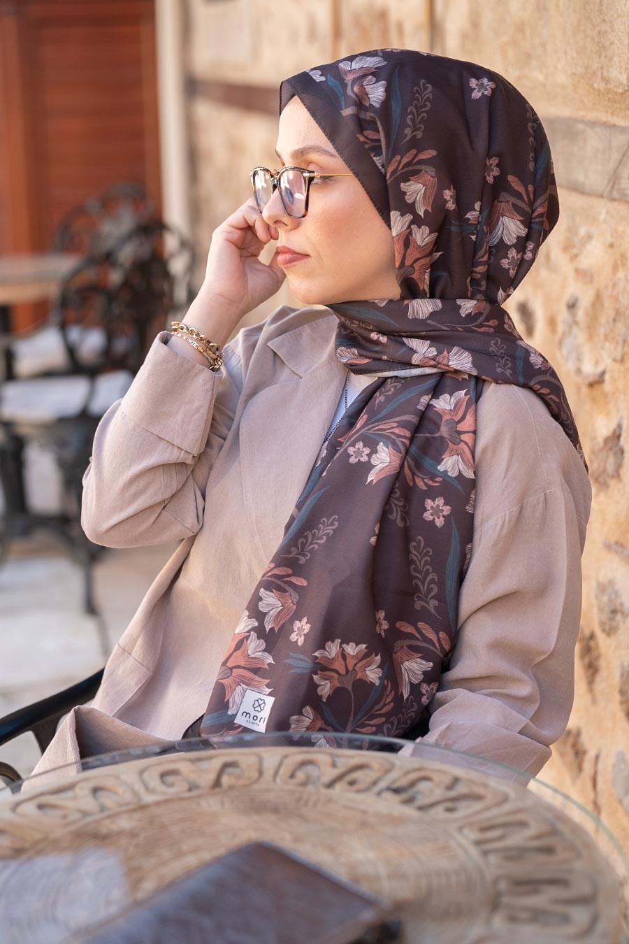 Lilas Desen Soft Şal Kahverengi