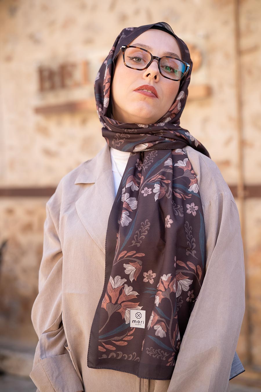 Lilas Desen Soft Şal Kahverengi