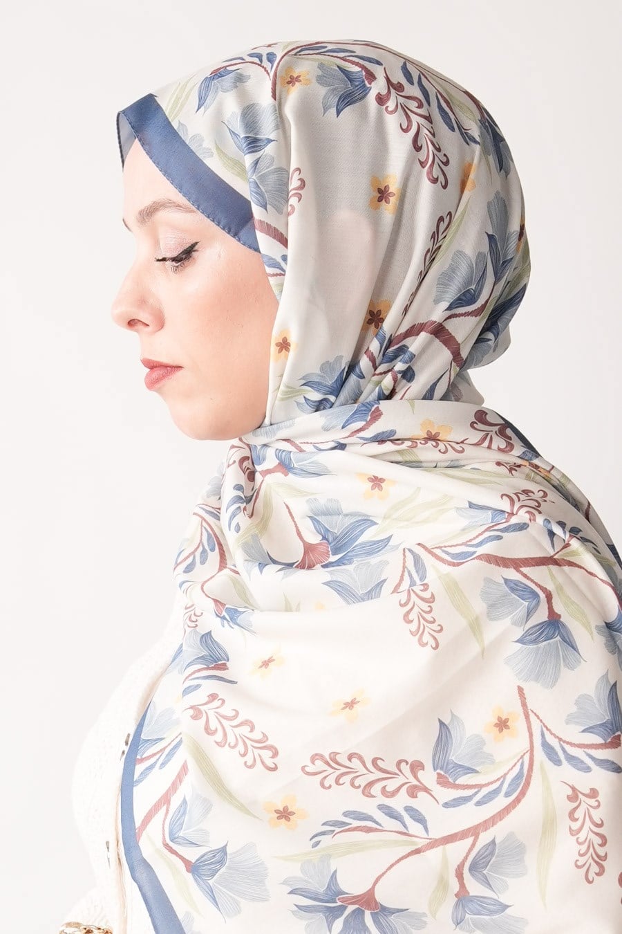 Lilas Desen Soft Şal Mavi