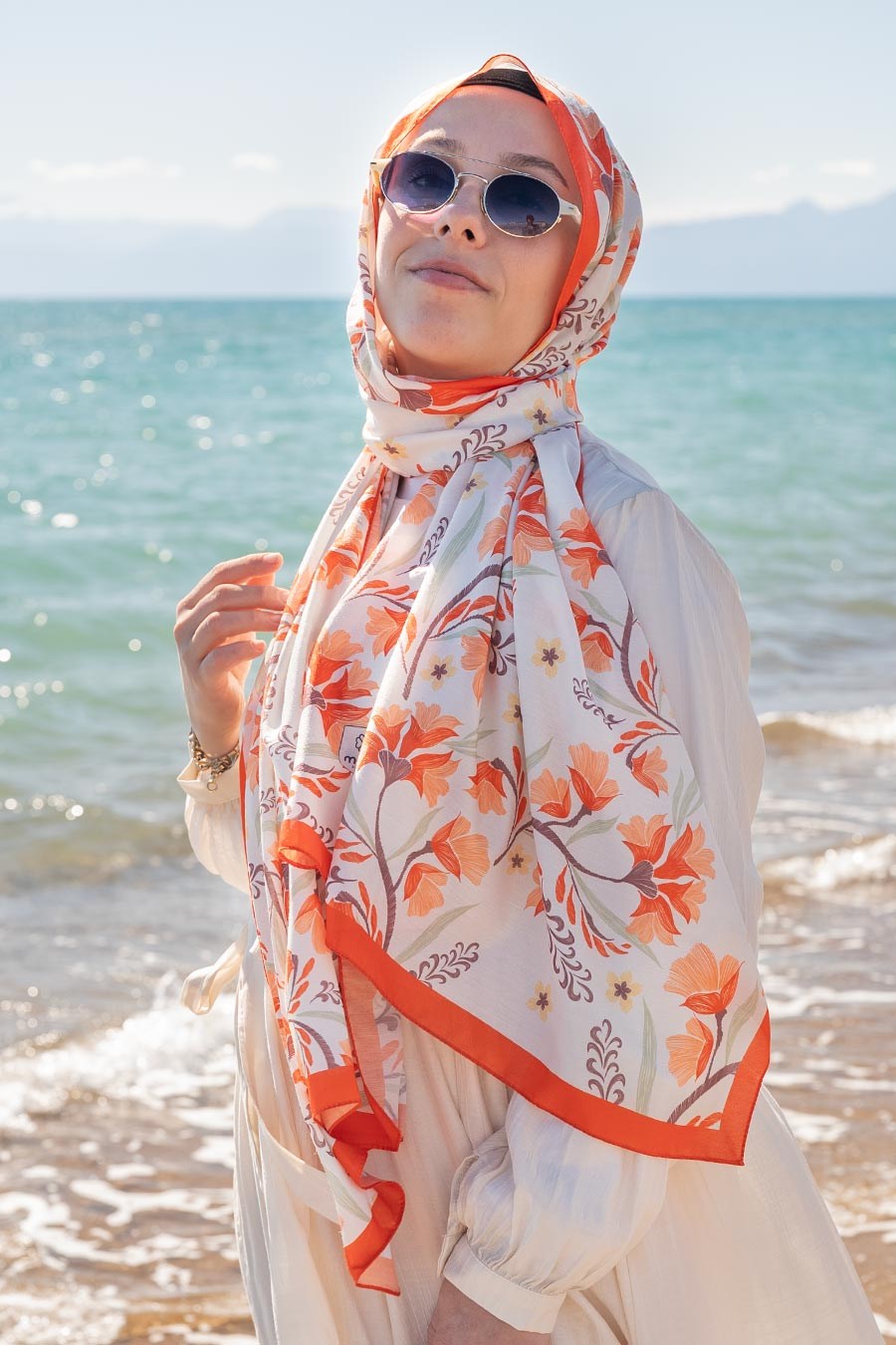 Lilas Desen Soft Şal Turuncu