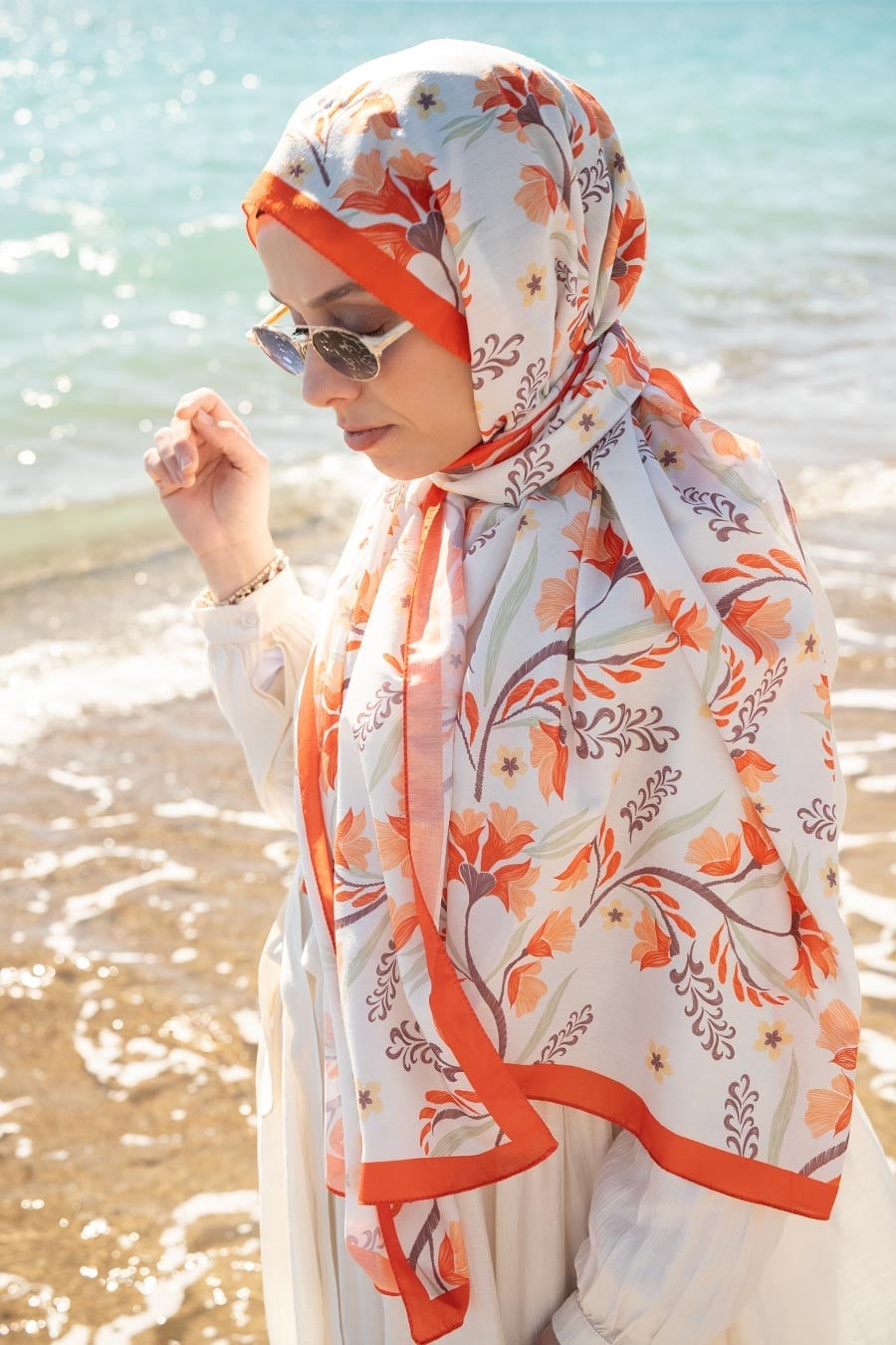 Lilas Desen Soft Şal Turuncu