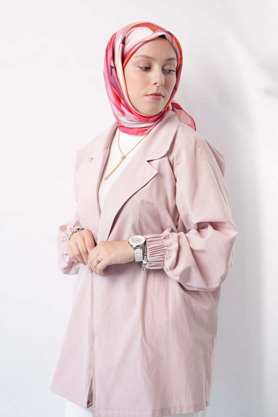 Lush Grove Desen İpeksi Rayon Eşarp Pembe