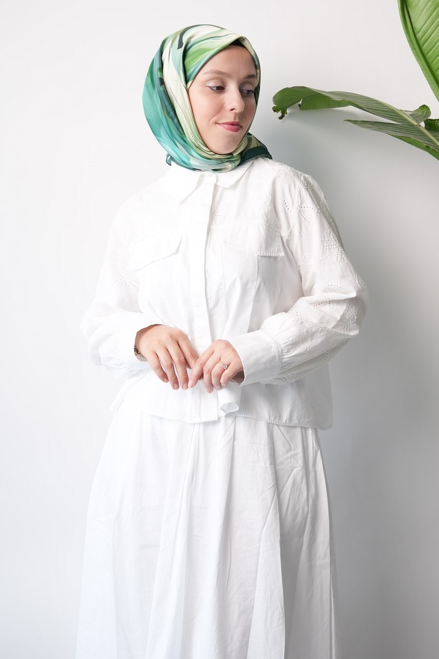 Lush Grove Desen İpeksi Rayon Eşarp Yeşil